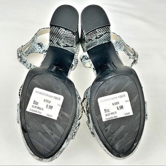 Anne Klein Aklakoda Blue Reptile X Band Ankle Strap Block Heel Platform 6.5 NWOB - Picture 11 of 12